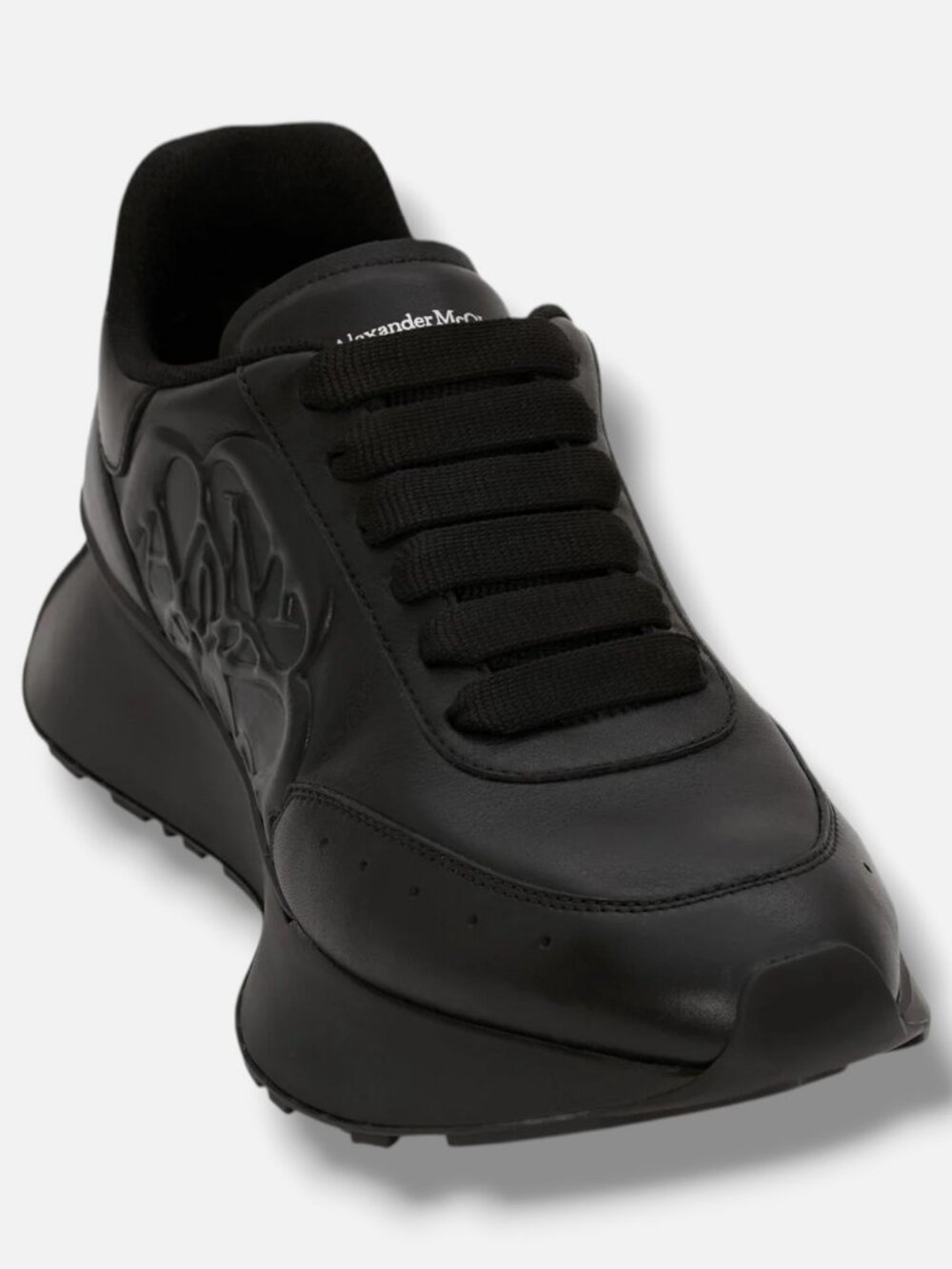 McQueen Women's Black Logo-Embossed Low-Top Sneakers Shoes Size EU:42 US:12